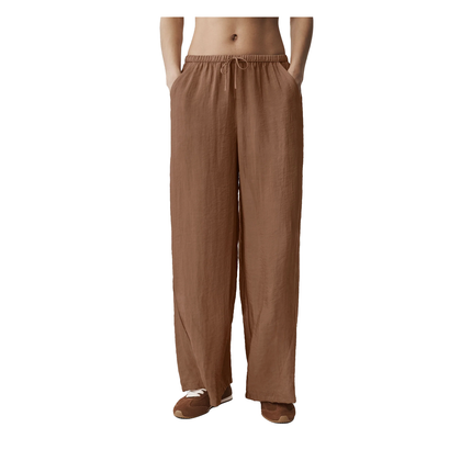 alo Women's Semi-Sheer Golden Hour High-Waist Straight Leg Pant Sun Kissed Brown