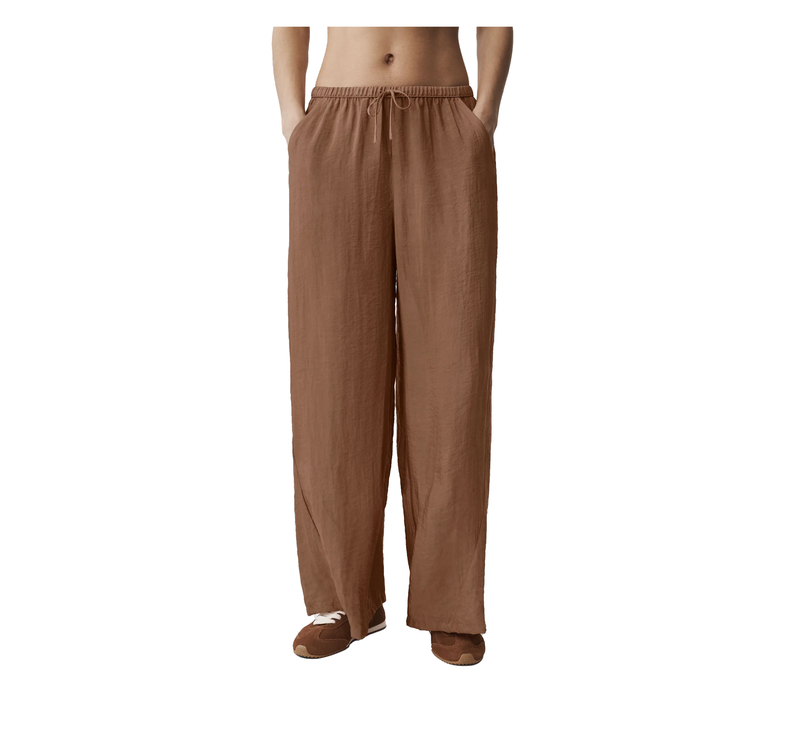 alo Women's Semi-Sheer Golden Hour High-Waist Straight Leg Pant Sun Kissed Brown