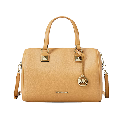 Michael Kors Women's Grayson Medium Pebbled Leather Duffel Bag Honeywheat/Gold