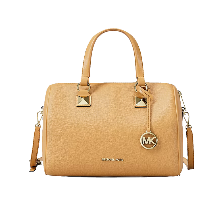 Michael Kors Women's Grayson Medium Pebbled Leather Duffel Bag Honeywheat/Gold