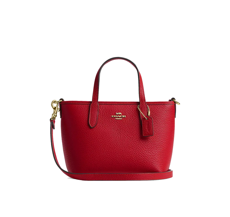 Coach Women's City Mini Tote Bag Gold/Bright Cardinal