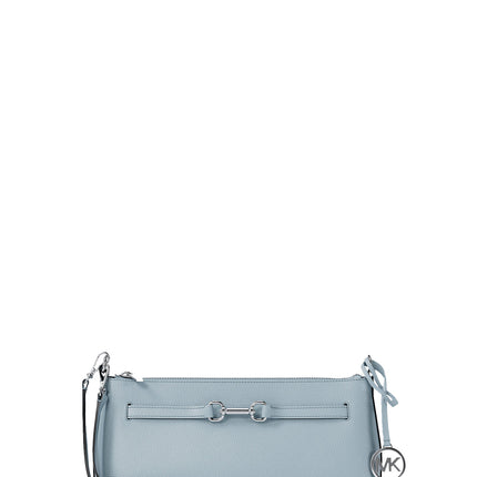 Michael Kors Women's Carson Small Pebbled Leather Convertible Crossbody Bag Pale Ocean/Silver