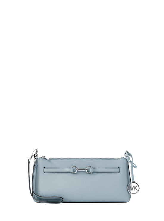 Michael Kors Women's Carson Small Pebbled Leather Convertible Crossbody Bag Pale Ocean/Silver