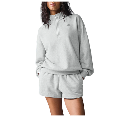 alo Women's Accolade 1/4 Zip Pullover - Athletic Heather Grey