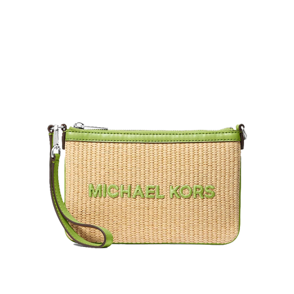 Michael Kors Women's Jet Set Travel Small Woven Wristlet Lime/Silver