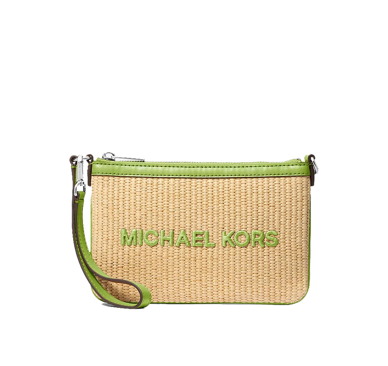 Michael Kors Women's Jet Set Travel Small Woven Wristlet Lime/Silver