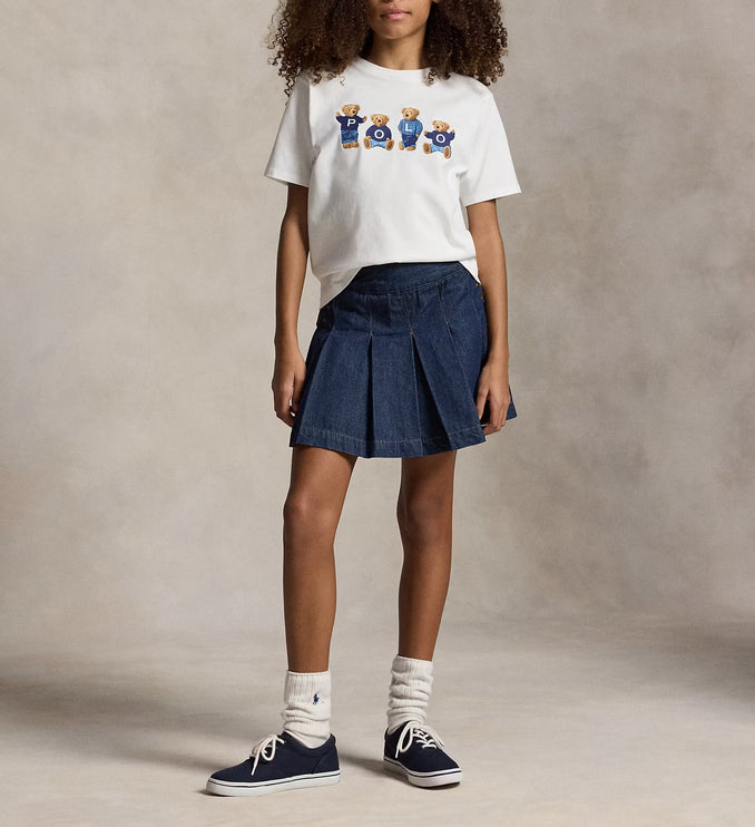 Polo Ralph Lauren Girl's Polo Bear Logo Cotton Jersey Tee White