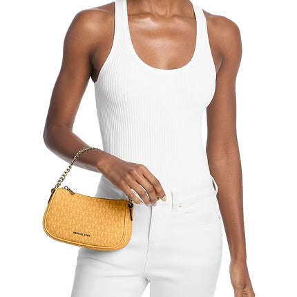 Michael Kors Women's Carmela Small Signature Logo Convertible Crossbody Bag Honeywheat/Gold