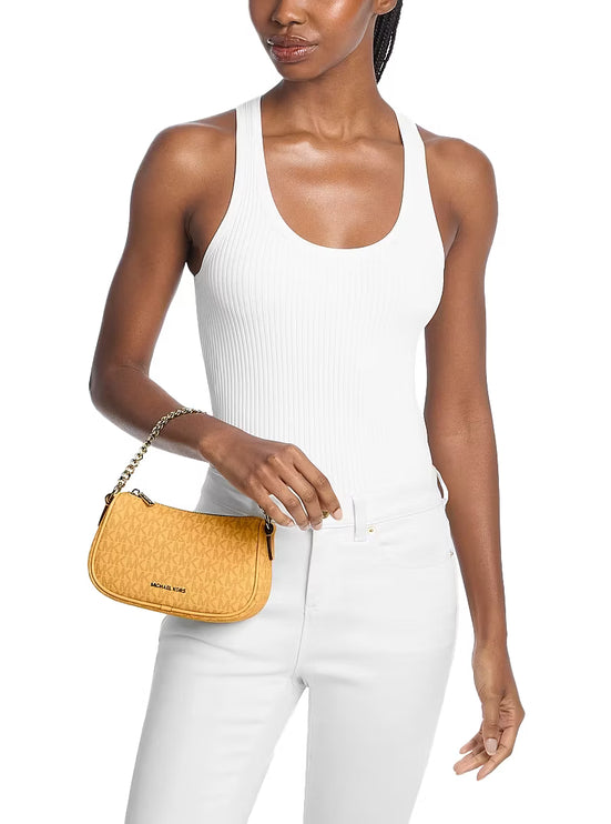 Michael Kors Women's Carmela Small Signature Logo Convertible Crossbody Bag Honeywheat/Gold