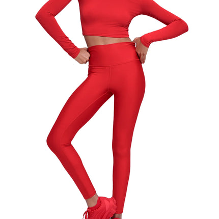 alo Women's Alosoft Crop Finesse Long Sleeve Bright Red