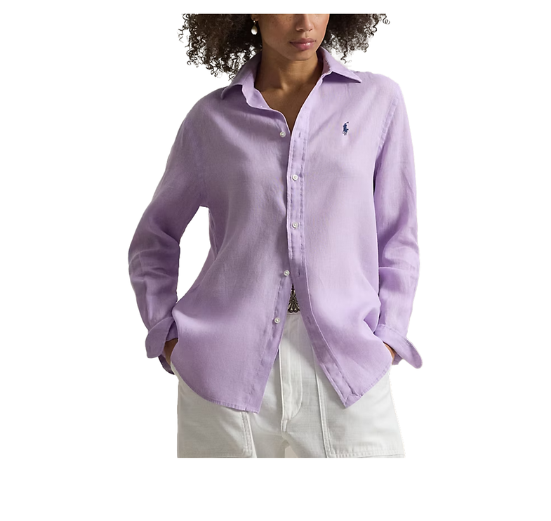 Polo Ralph Lauren Women's Classic Fit Linen Shirt Light Mauve