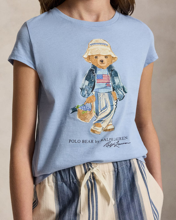 Polo Ralph Lauren Girl's Polo Bear Cotton Jersey Tee Estate Blue