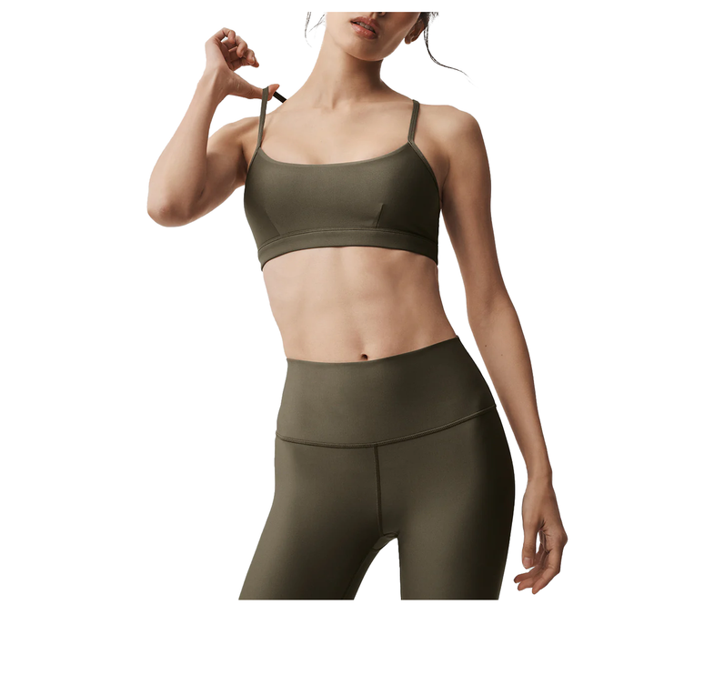alo Women's Airlift Intrigue Bra Olive Tree