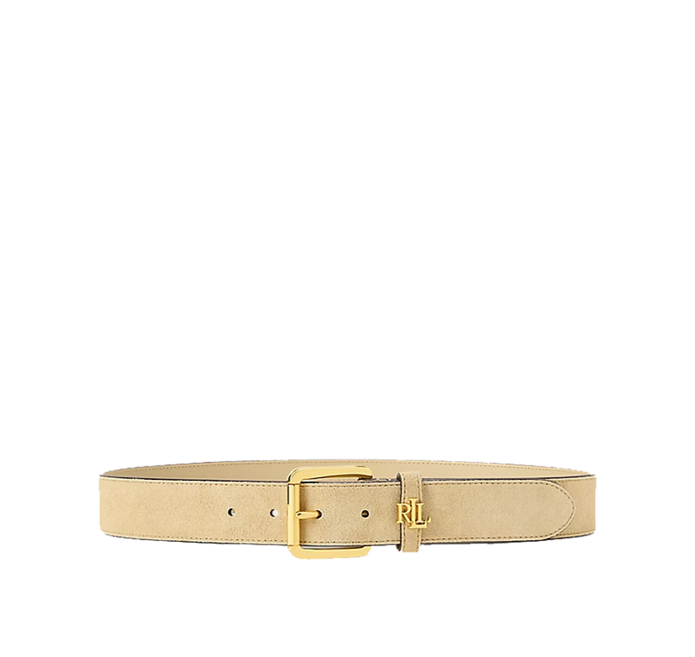 Polo Ralph Lauren Women's Logo-Keeper Suede Belt Birch Tan