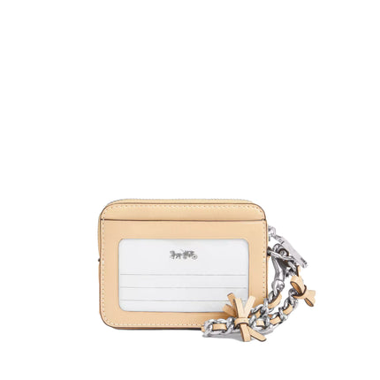 Coach Women's Zip Card Case With Bows Silver/Light Sand