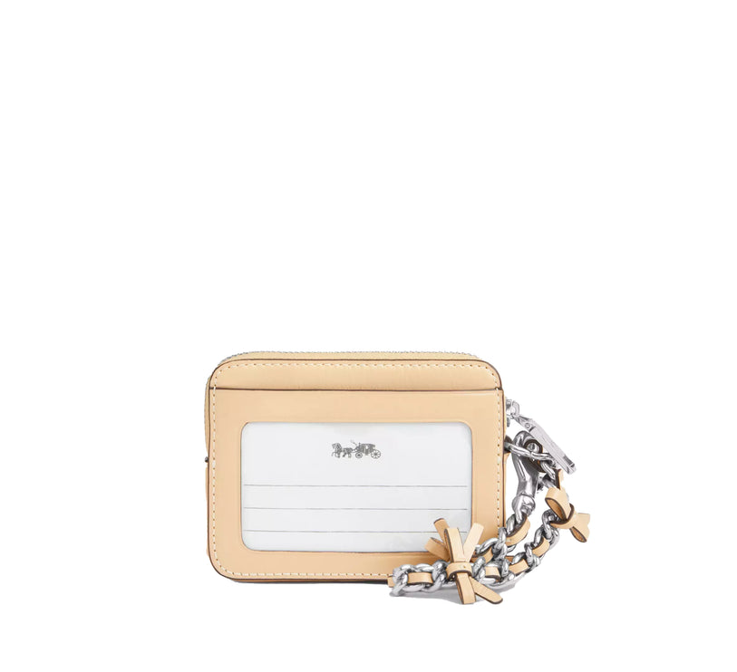 Coach Women's Zip Card Case With Bows Silver/Light Sand