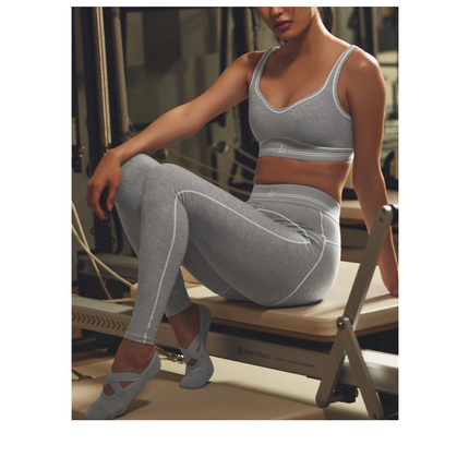 alo Women's Alosoft High-Waist Heart Throb Legging Athletic Heather Grey/White