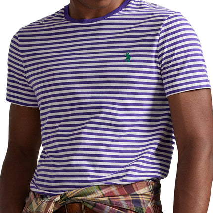 Polo Ralph Lauren Men's Classic Fit Striped Jersey T-Shirt Cabana Purple/White
