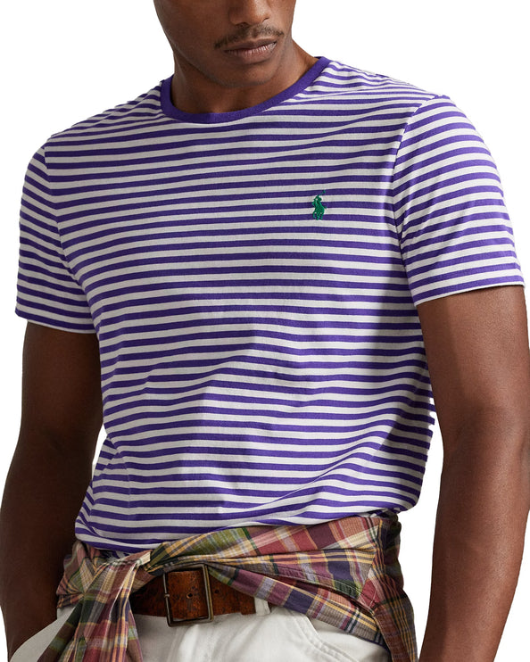 Polo Ralph Lauren Men's Classic Fit Striped Jersey T-Shirt Cabana Purple/White