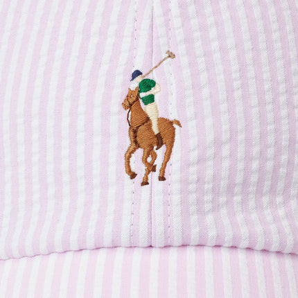 Polo Ralph Lauren Unisex Seersucker Ball Cap Carmel Pink Seersucker