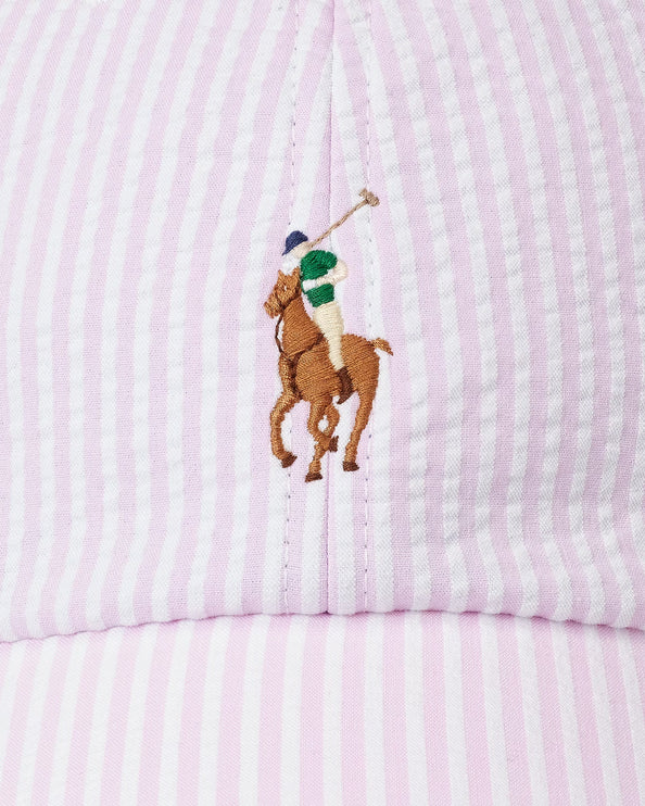 Polo Ralph Lauren Unisex Seersucker Ball Cap Carmel Pink Seersucker