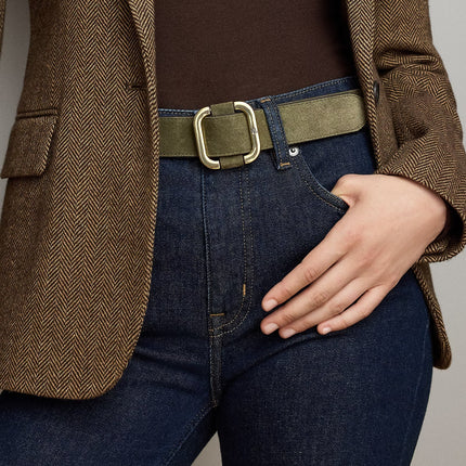 Polo Ralph Lauren Women's Slide-Buckle Suede Belt Botanic Green