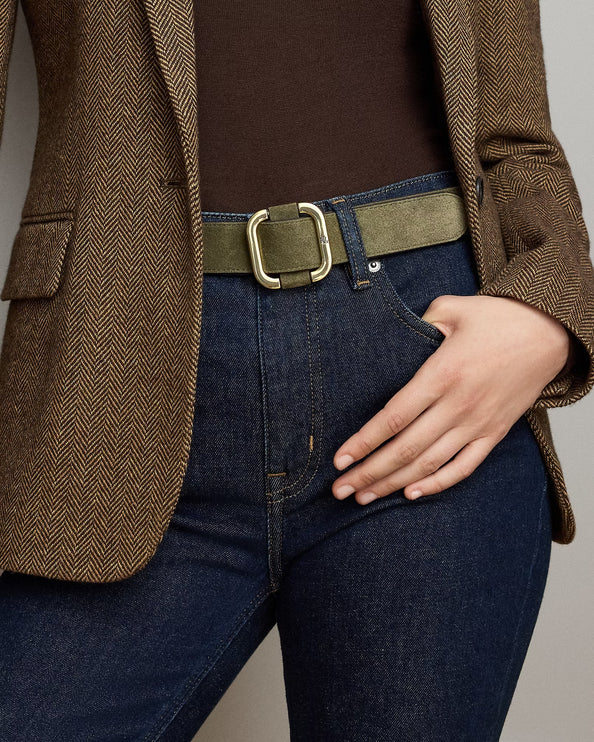 Polo Ralph Lauren Women's Slide-Buckle Suede Belt Botanic Green