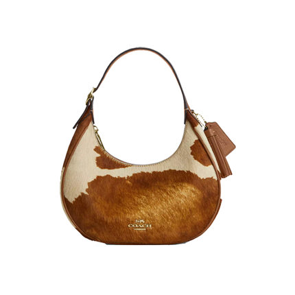 Coach Women's Emily Shoulder Bag In Haircalf With Cow Print Gold/Cow Multi