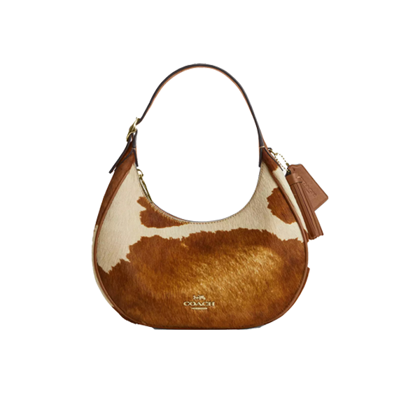 Coach Women's Emily Shoulder Bag In Haircalf With Cow Print Gold/Cow Multi