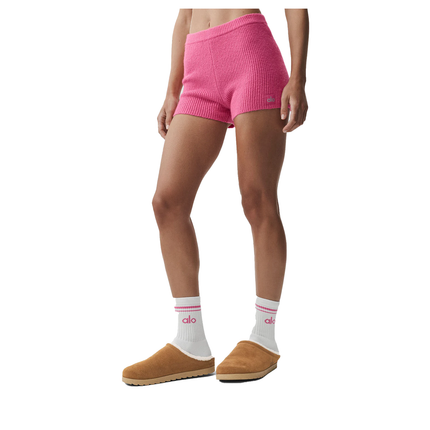 alo Women's Wool Cashmere Ribbed Noble Short Paradise Pink