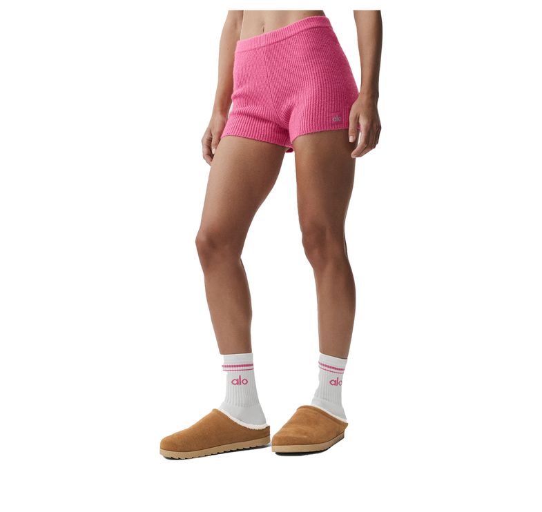 alo Women's Wool Cashmere Ribbed Noble Short Paradise Pink