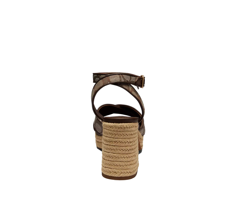 Coach Women's Block Heel Sandal In Signature Jacquard Oak/Maple