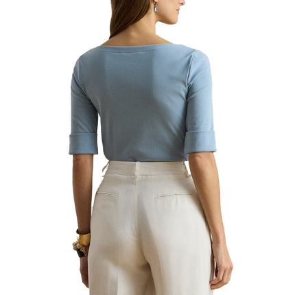 Polo Ralph Lauren Women's Stretch Cotton Boatneck Tee Blue Note