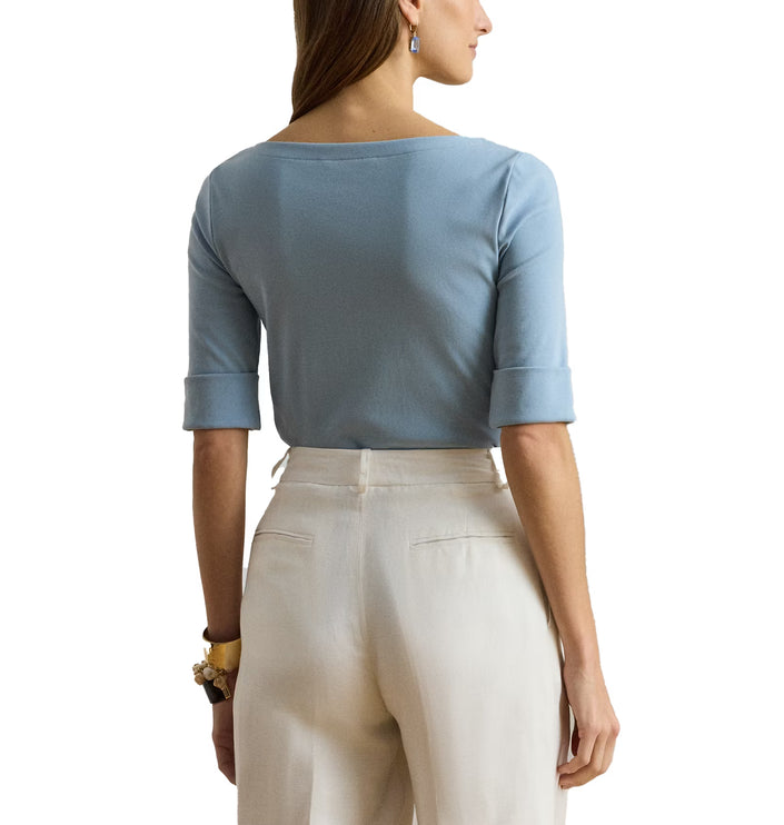 Polo Ralph Lauren Women's Stretch Cotton Boatneck Tee Blue Note