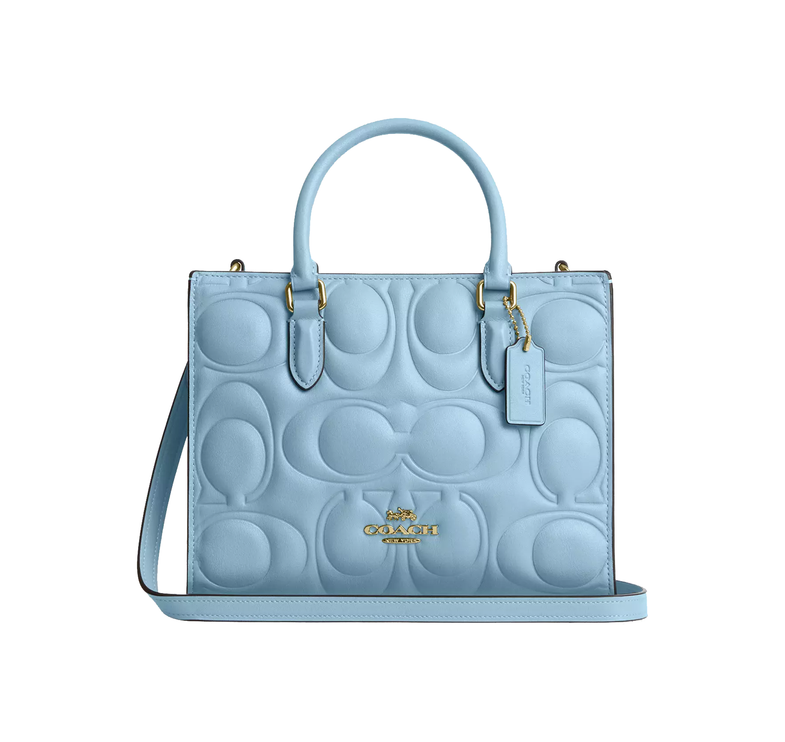 Coach Women's Maggie Small Tote Bag In Signature Leather Gold/Azure