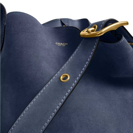 Coach Women's Bleecker Bucket Bag Suede/Brass/Light Denim