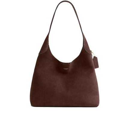 Coach Women's Brooklyn Shoulder Bag 34 Suede/Brass/Dark Chocolate