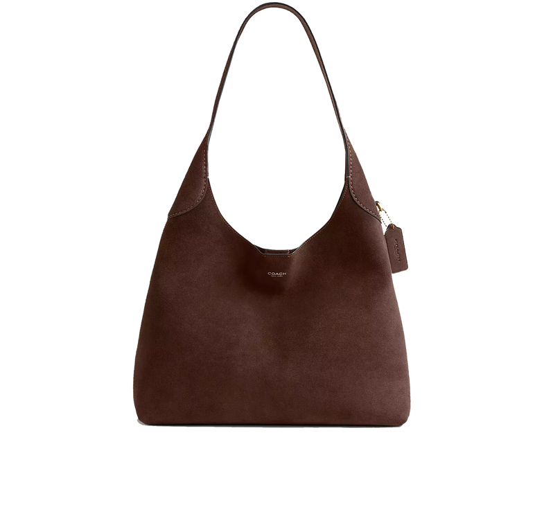 Coach Women's Brooklyn Shoulder Bag 34 Suede/Brass/Dark Chocolate