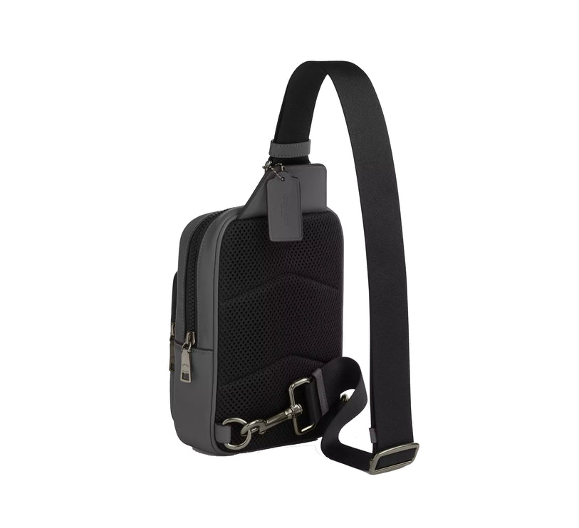 Coach Unisex Racer Sling Pack In Signature Canvas Gunmetal/Grey/Charcoal
