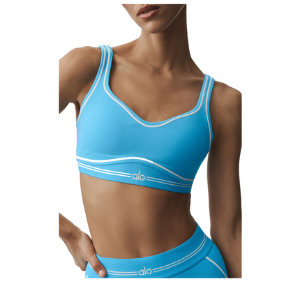 alo Women's Airbrush Heart Throb Bra Azure Blue/White