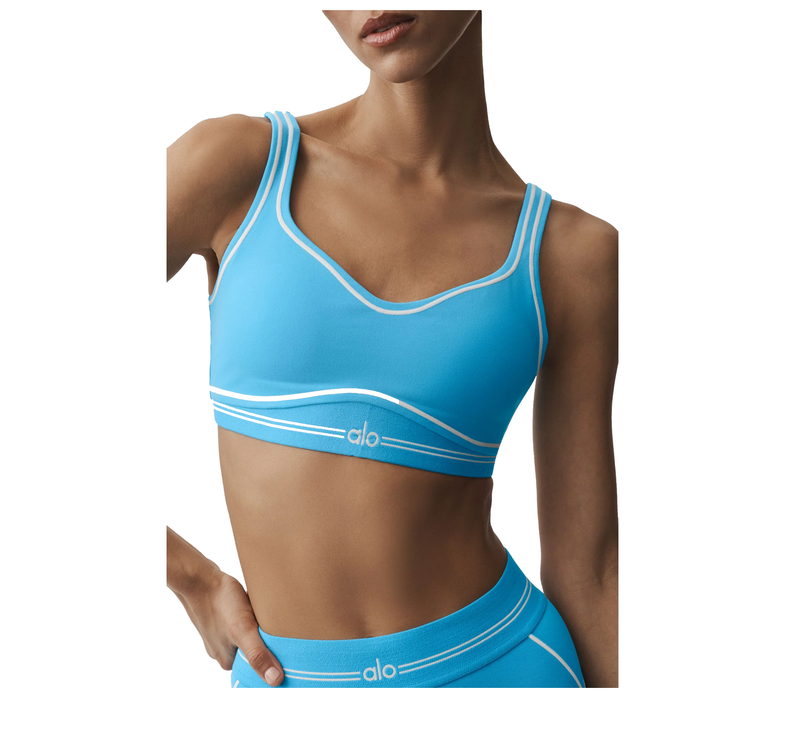 alo Women's Airbrush Heart Throb Bra Azure Blue/White