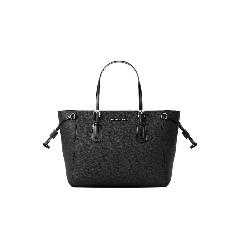 Michael Kors Women's Voyager Extra-Small Pebbled Leather Convertible Crossbody Bag Black/Silver