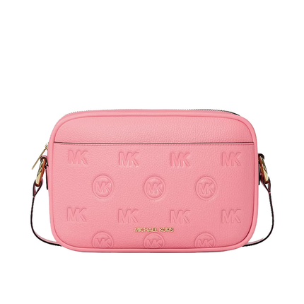 Michael Kors Women's Jet Set Travel Large Logo Debossed Camera Crossbody Bag Carnation/Gold