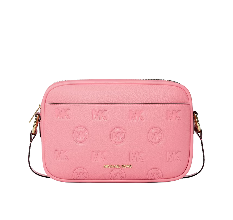 Michael Kors Women's Jet Set Travel Large Logo Debossed Camera Crossbody Bag Carnation/Gold