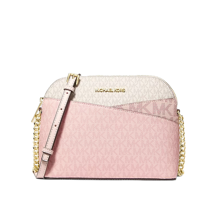Michael Kors Women's Jet Set Travel Medium Color-Block Signature Logo Crossbody Bag Powder Blush Multi