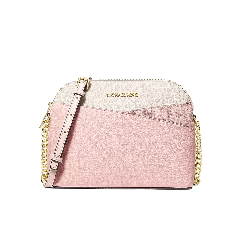 Michael Kors Women's Jet Set Travel Medium Color-Block Signature Logo Crossbody Bag Powder Blush Multi