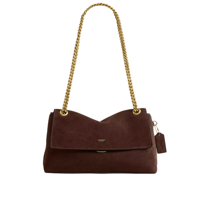 Coach Women's Chelsea Shoulder Bag 30 With Chain Suede/Brass/Dark Chocolate