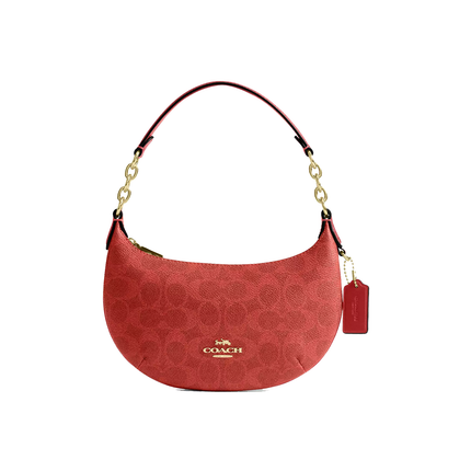 Coach Women's Mini Payton Bag In Signature Canvas Gold/Crimson