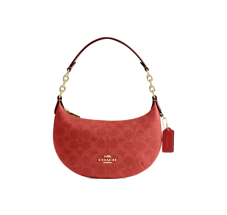 Coach Women's Mini Payton Bag In Signature Canvas Gold/Crimson