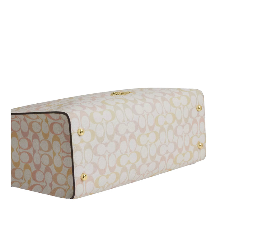 Coach Women's Maggie Tote Bag In Pretty Signature Canvas Gold/Chalk/Pink